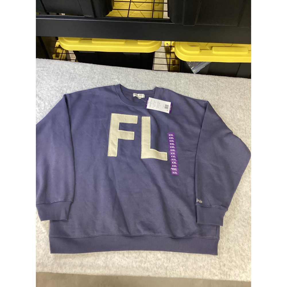 State of Mine Florida FL Sweatshirt XXL Navy Blue Crewneck Fleece NWT Womens